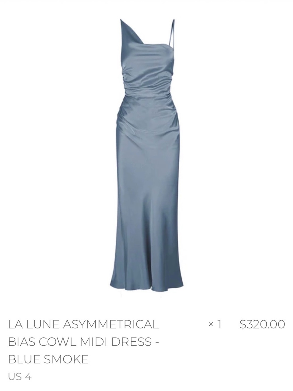 Shona Joy Blue Smoke Asymmetrical Cowl Midi Dress